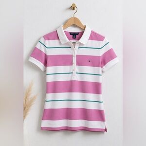 Tommy Hilfiger Women’s Lilac & White Striped Polo Shirt